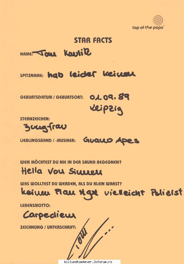 scrisul lui - Acesta este scrisul lui Tom din cate stiu eu - tom kaulitz